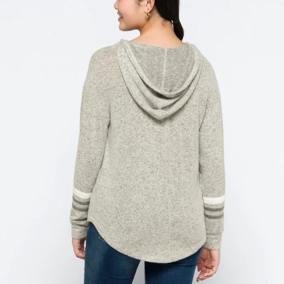 Market & Spruce Kallon Gray Brushed Knit Hoodie Size XS Petite - Picture 6 of 8